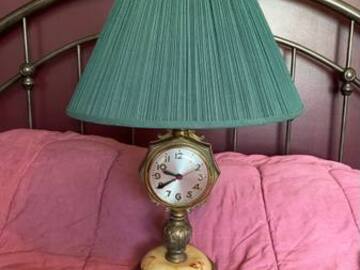Selling: Vintage Metal Table Lamp with Clock