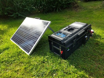 Hyr ut (per day): Virta-asema 1500W renkailla + aurinkopaneeli