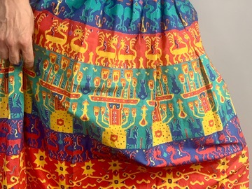 Selling: Bright Print Vintage Midi Skirt