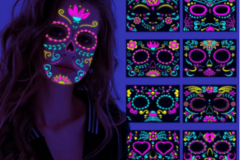 Buy Now: 40Pcs Halloween Masquerade Party Fluorescent  Face Sticker  