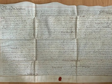 Verkaufen ohne Online-Zahlungen: Antikes Dokument aus dem Jahre 1757, mit Wachssiegel