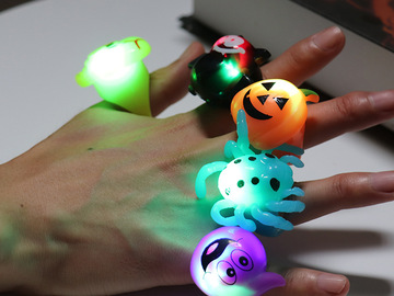 Comprar ahora: 120pcs Halloween Party Finger led Glow Toys Skull Pumpkin Ring
