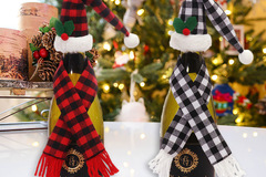Buy Now: 100pcs Christmas wine hat scarf set home wine bottle decoration