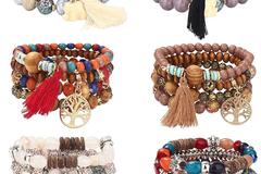 Liquidation & Wholesale Lot: 30 Sets Bohemian Multilayer Stackable Tassel Beaded Bracelets
