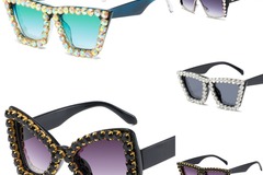 Liquidation & Wholesale Lot: 15pcs party street shooting candy-colored rhinestone sunglasses