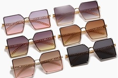 Liquidation & Wholesale Lot: 50pcs Square large frame travel glasses hollow sunglasses