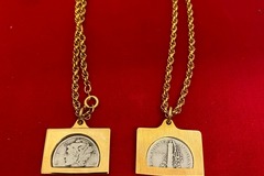 Liquidation & Wholesale Lot: 10 pcs--Vintage sterling silver dime on 18" rope chain--$4.99