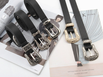 Buy Now: 50pcs retro style thin belt Joker belt fashion carved belt