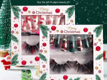 Buy Now: 18 sets of Christmas color false eyelashes nail art combination