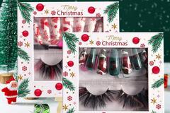 Comprar ahora: 18 sets of Christmas color false eyelashes nail art combination