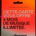 Vente: Carte deezer famille 4 mois (72€)