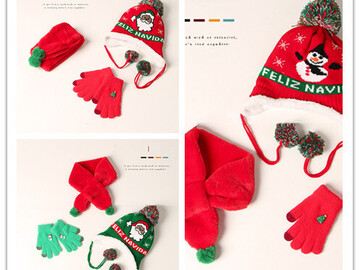 Comprar ahora: 10sets/30pcs Christmas Fawn Children Hat Scarf Gloves combination