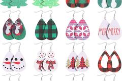 Comprar ahora: 80 Pairs Christmas Faux Leather Drop Dangle Earrings 