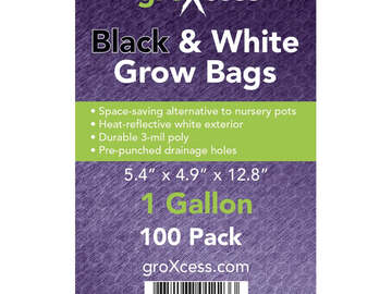  : Black & White Grow Bags, gal, 100 Pack