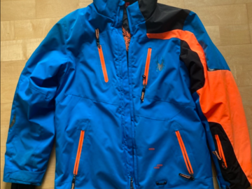 Selling with online payment: Spyder blue orange ski jacket size 152 age 11-12