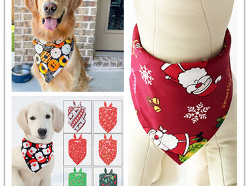 Buy Now: 70pcs Christmas pet saliva towel triangle dog scarf cat scarf