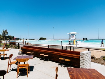 Free | Book a table: URBNSURF Melbourne | Crystal clear, two hectare surfing lagoon