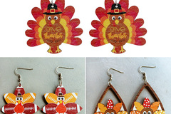 Comprar ahora: 30 Pairs of Thanksgiving Wooden Turkey Drop Earrings