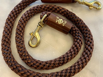 Selling: Luxe Rope Leash for Dogs - Brown with Brown Sleeve