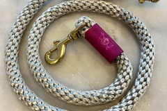 Selling: Luxe Rope Leash for Dogs - Silver Gray with Fuchsia Sleeve