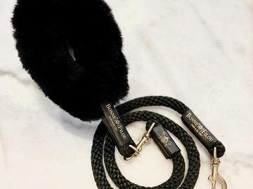 Selling: Bundle Shearling Fur Grip Rope Leash (Black grip + leash)