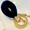 Selling: Bundle Shearling Fur Grip Rope Leash - Navy blue grip + leash