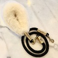 Selling: Bundle Shearling Fur Grip Rope Leash - Cream grip + leash