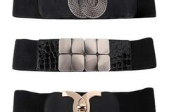 Buy Now: 9pcs women's retro wide elastic elastic metal buckle belt, XL