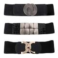 Buy Now: 9pcs women's retro wide elastic elastic metal buckle belt, XL