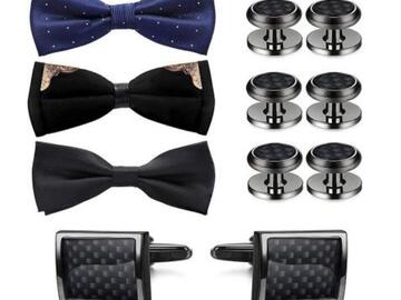 Comprar ahora: 33pcs men's carbon fiber cufflinks tuxedo bow tie shirt nail
