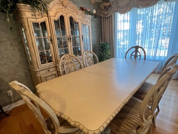 Selling: Dining table with 6 chairs and Display Cabinet set