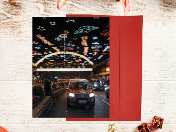  : 2022 HK Christmas Card 1: Red Taxi under The Christmas Lights 