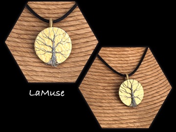 Vente au détail: Médaillon arbre de vie laiton et cuivre 