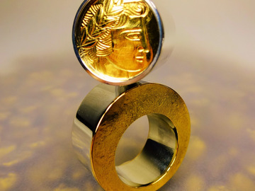 Verkaufen mit Online-Zahlungen: APOLLO - Kinetischer Ring,22Karat Gold,Silber,Bergkristall