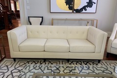 Selling: Cream Leather Three-Seat Sofa