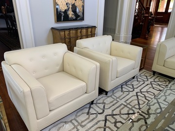 Individual Sellers: Cream Leather Living Room Chairs X 2