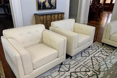 Individual Sellers: Cream Leather Living Room Chairs X 2