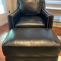 Individual Sellers: Black Leather Club Chair With Ottoman