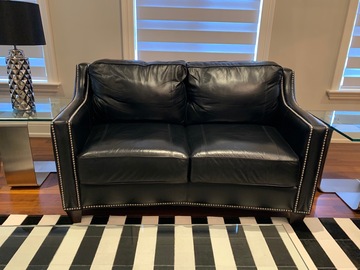 Selling: Black Leather Two-Seat Sofa/Loveseat