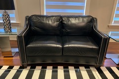 Individual Sellers: Black Leather Two-Seat Sofa/Loveseat