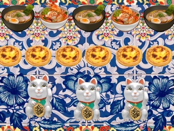  : Lucky Cat Lunch- Giclee Art Print