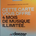 Vente: Carte Deezer 4 mois musique illimitée (60€)