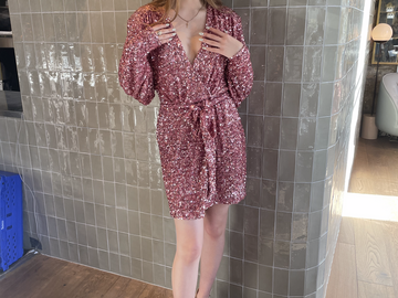 For Rent: Rotate Pink Mini Sequin Wrap Dress