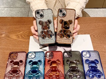 Buy Now: 60pcs tide brand glitter violent bear phone case for iPhone 14 13