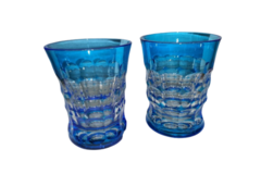 Vente: 2 gobelets cristal taillé bleu Christian Lacroix 