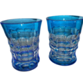 Vente: 2 gobelets cristal taillé bleu Christian Lacroix 