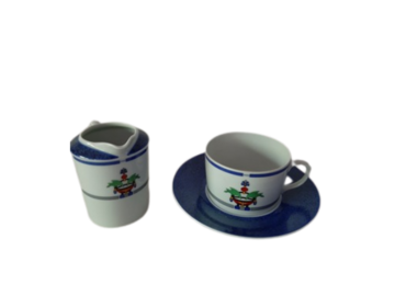 Vente: Tasse et pot à lait porcelaine Cartier 'la maison Vénitienne 