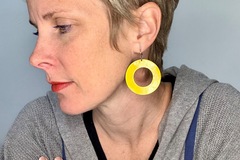 Selling: Mod Large Yellow Ring Earrings 