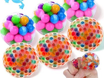 Liquidation & Wholesale Lot: 6 Packs Stress Balls – Sensory Squishy Balls with Beads – #5698
