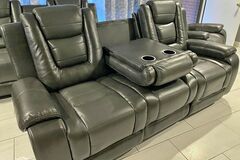 Selling with online payment: Grey two-toned reclining sofa and reclining loveseat